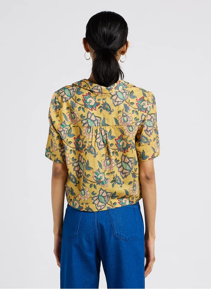 Louise Misha Wijde, Zijden Broek Met Hoge Taille En Bloemenprint | Geel 4 Louise Misha Wijde, Zijden Broek Met Hoge Taille En Bloemenprint | Geel - Afbeelding 2