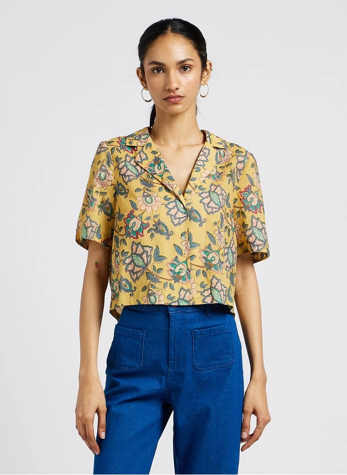 Louise Misha Wijde, Zijden Broek Met Hoge Taille En Bloemenprint | Geel 3 Louise Misha Wijde, Zijden Broek Met Hoge Taille En Bloemenprint | Geel