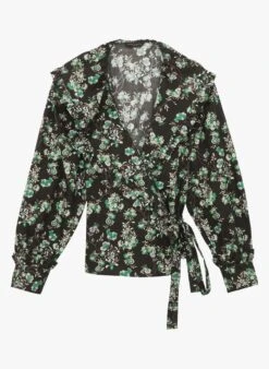 Tara Jarmon CRISTINA - Top Met Overslag En Print | Grijs -MORGAN Verkoop 4045245