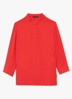 Tara Jarmon TITOUAN - Soepelvallende Top Met Maokraag | Rood -MORGAN Verkoop 4045688