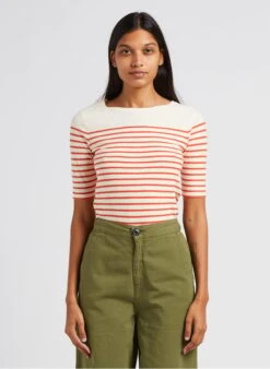 Bellerose MIAS - Gestreept, Katoenen T-shirt Met Ronde Hals | Gestreepte