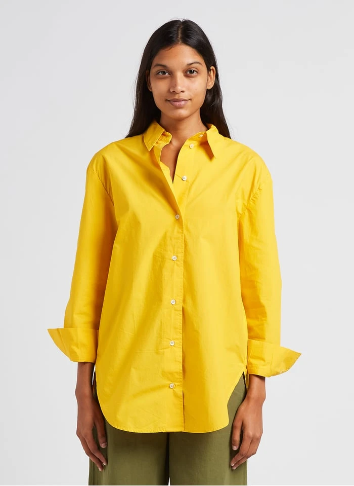 Marc O'Polo Katoenen Blouse Met Klassieke Kraag | Geel 3 Marc O'Polo Katoenen Blouse Met Klassieke Kraag | Geel