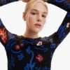 Desigual Blouse Van Tricot Met Print | Zwart