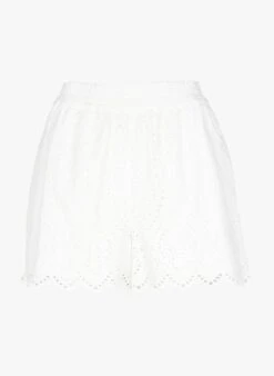 YASHOLI - Recht Short Van Biokatoen Met Ajourmotief | Wit -MORGAN Verkoop 4048271