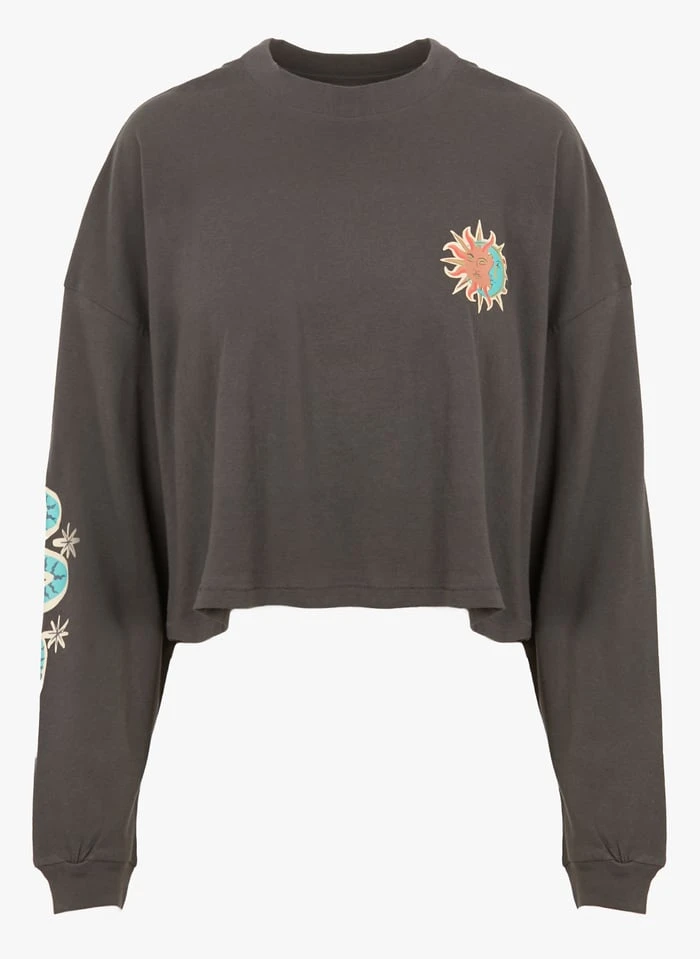 Billabong BEACH BOYFRIEND - Katoenen T-shirt Met Lange Mouw En Print | Zwart 5 Billabong BEACH BOYFRIEND - Katoenen T-shirt Met Lange Mouw En Print | Zwart - Afbeelding 3