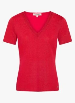MORGAN Glanzend T-shirt Met V-hals | Roze -MORGAN Verkoop 4051240