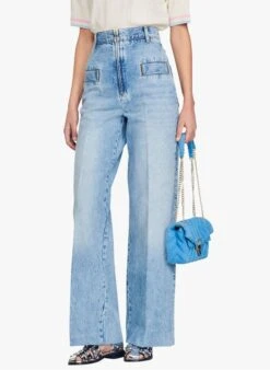 Sandro OSLO - Rechte, Katoenen Jeans Met Verwassen Effect | Blauw