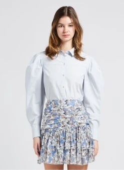 BERENICE CARLITA - Katoenen Blouse Met Klassieke Kraag | Blauw