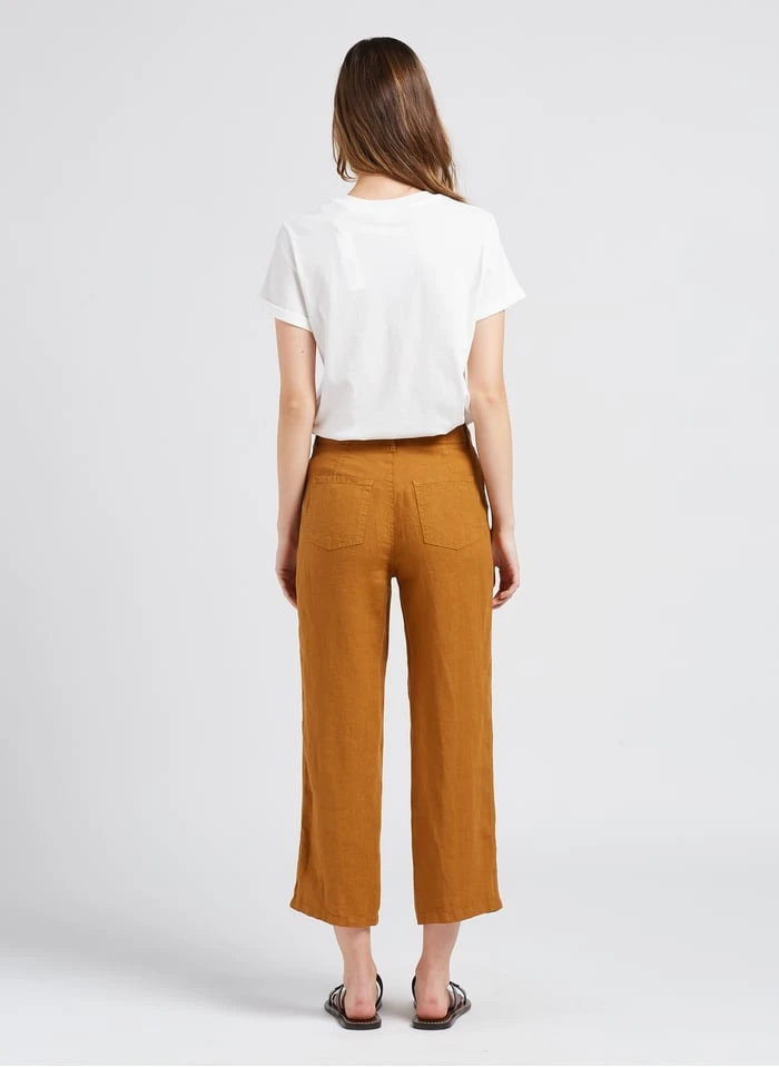 ONE STEP Rechte, Linnen Broek | Bruin 7 ONE STEP Rechte, Linnen Broek | Bruin - Afbeelding 5