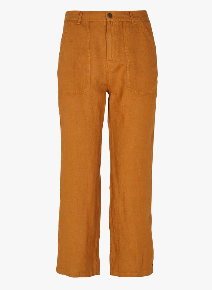 ONE STEP Rechte, Linnen Broek | Bruin 5 ONE STEP Rechte, Linnen Broek | Bruin - Afbeelding 3