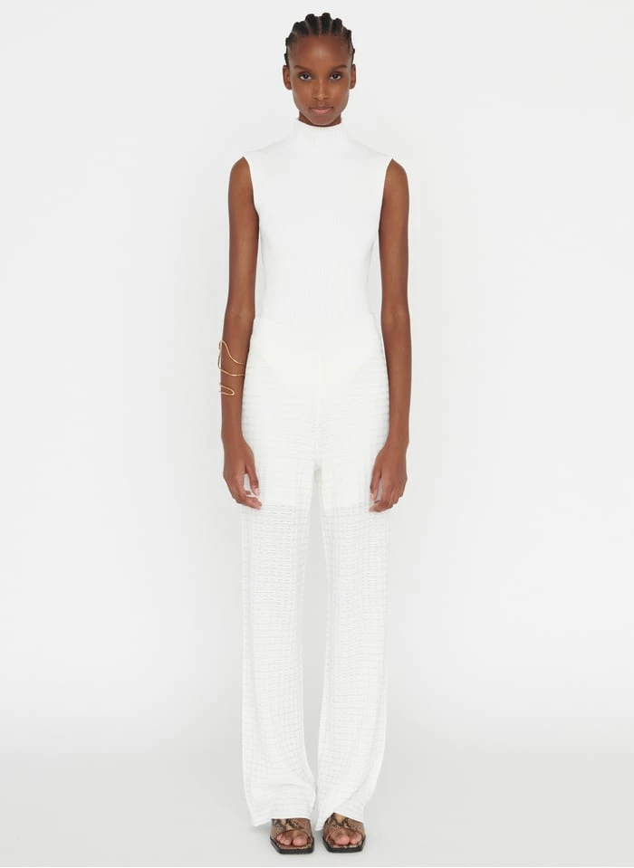 ZAPA PERLE - Flared Broek Van Getextureerde Stof | Wit 4 ZAPA PERLE - Flared Broek Van Getextureerde Stof | Wit - Afbeelding 2