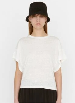 ZAPA TIMAOR - Linnen T-shirt Met Vleermuismouw | Wit