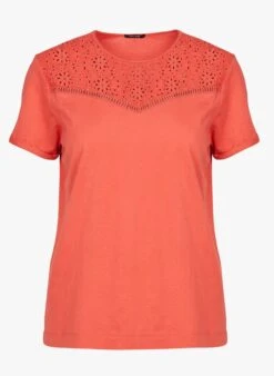 ONE STEP Katoenen T-shirt Met Ronde Hals | Oranje 9 ONE STEP Katoenen T-shirt Met Ronde Hals | Oranje -MORGAN Verkoop 4063135