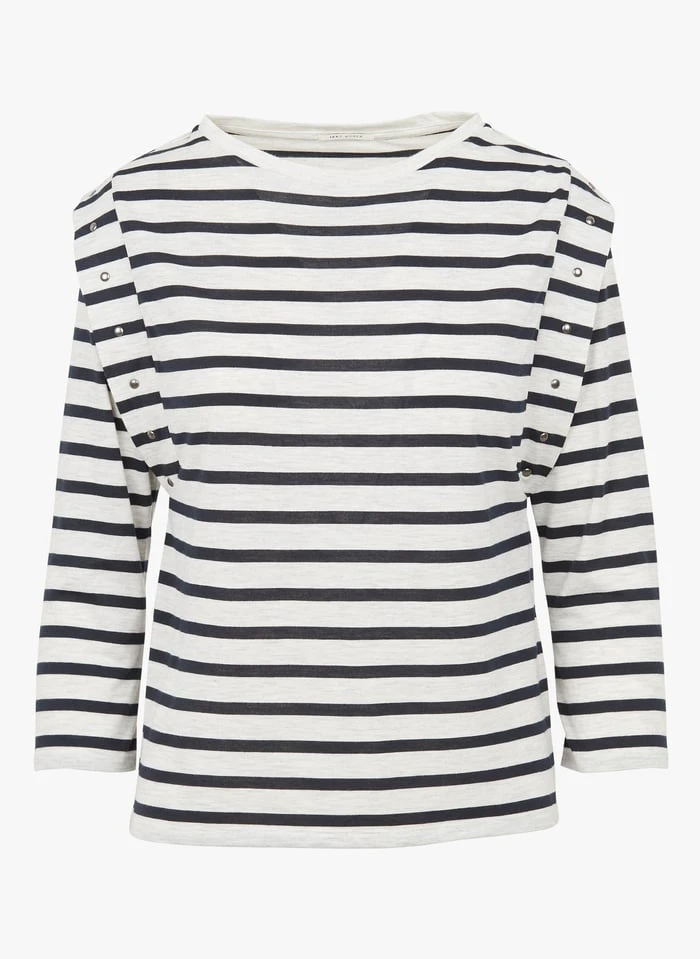 Ikks Gestreept T-shirt Met Ronde Hals | Wit 5 Ikks Gestreept T-shirt Met Ronde Hals | Wit - Afbeelding 3