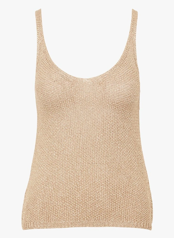 STELLA FOREST PARIS - Glanzende Singlet Met V-hals | Goudkleurige 5 STELLA FOREST PARIS - Glanzende Singlet Met V-hals | Goudkleurige - Afbeelding 3