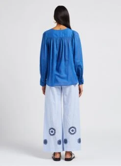 STELLA FOREST LOVINA - Wijde, Katoenen Broek Met Strepen | Blauw -MORGAN Verkoop 4070002