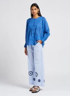 STELLA FOREST LOVINA - Wijde, Katoenen Broek Met Strepen | Blauw -MORGAN Verkoop 4070003