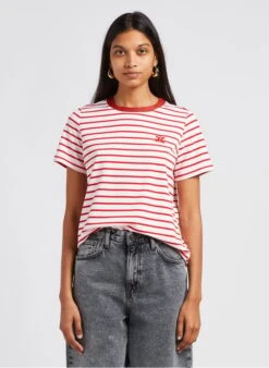 ATOBY - Gestreept T-shirt Met Ronde Hals | Rood