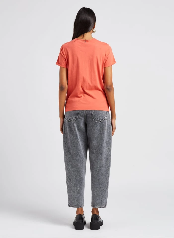 ONE STEP Katoenen T-shirt Met Ronde Hals | Oranje 7 ONE STEP Katoenen T-shirt Met Ronde Hals | Oranje - Afbeelding 5