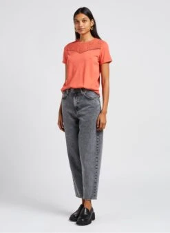 ONE STEP Katoenen T-shirt Met Ronde Hals | Oranje 10 ONE STEP Katoenen T-shirt Met Ronde Hals | Oranje -MORGAN Verkoop 4070156