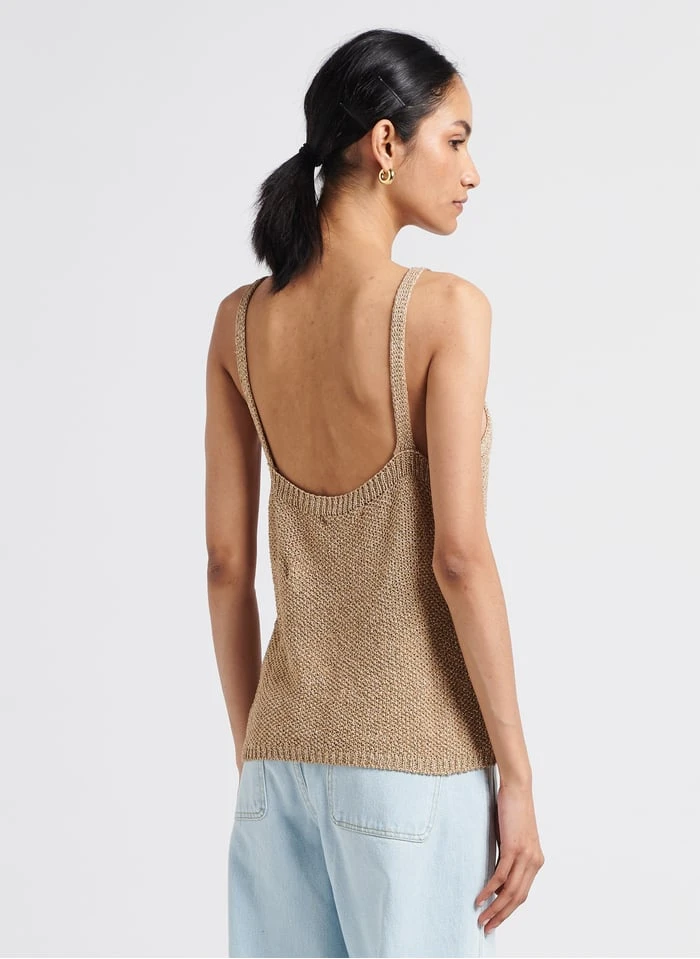 STELLA FOREST PARIS - Glanzende Singlet Met V-hals | Goudkleurige 4 STELLA FOREST PARIS - Glanzende Singlet Met V-hals | Goudkleurige - Afbeelding 2
