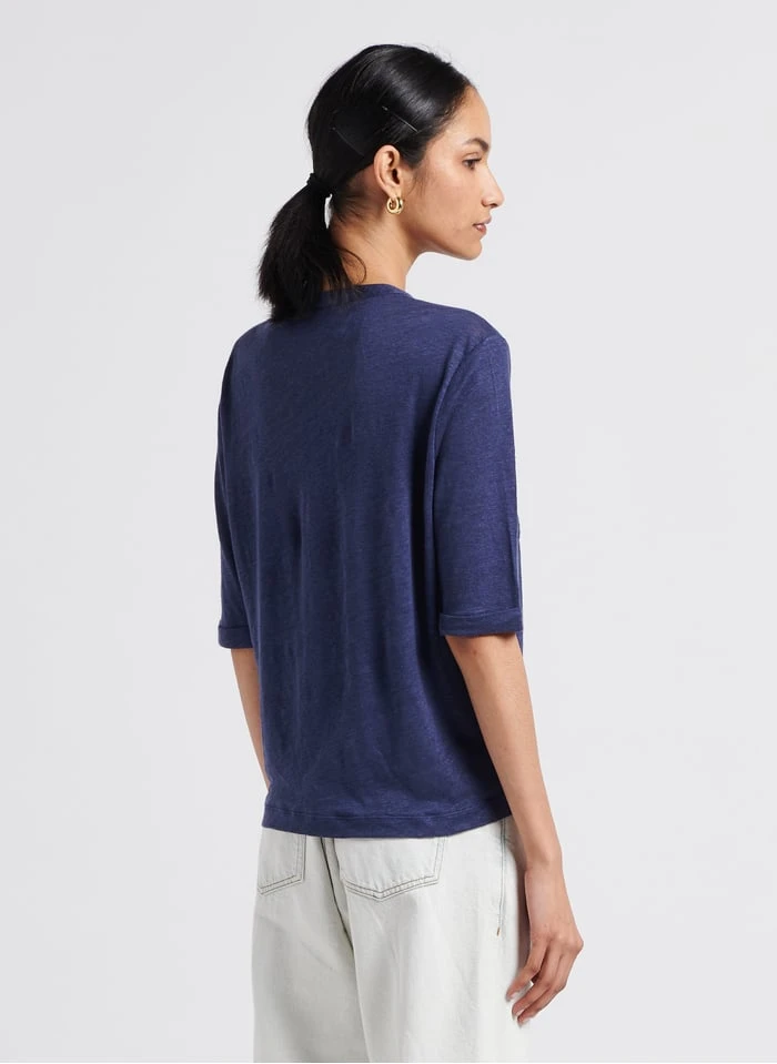 GERARD DAREL ANDREW - Linnen T-shirt Met Tuniekhals | Blauw 4 GERARD DAREL ANDREW - Linnen T-shirt Met Tuniekhals | Blauw - Afbeelding 2