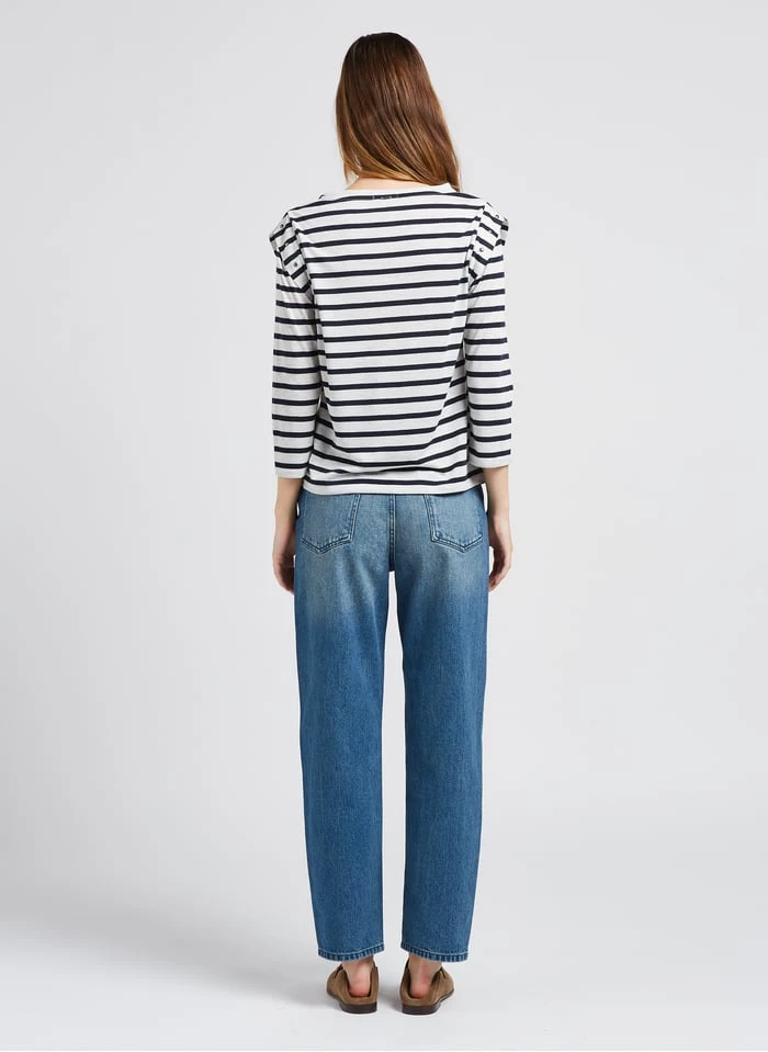 Ikks Gestreept T-shirt Met Ronde Hals | Wit 8 Ikks Gestreept T-shirt Met Ronde Hals | Wit - Afbeelding 6