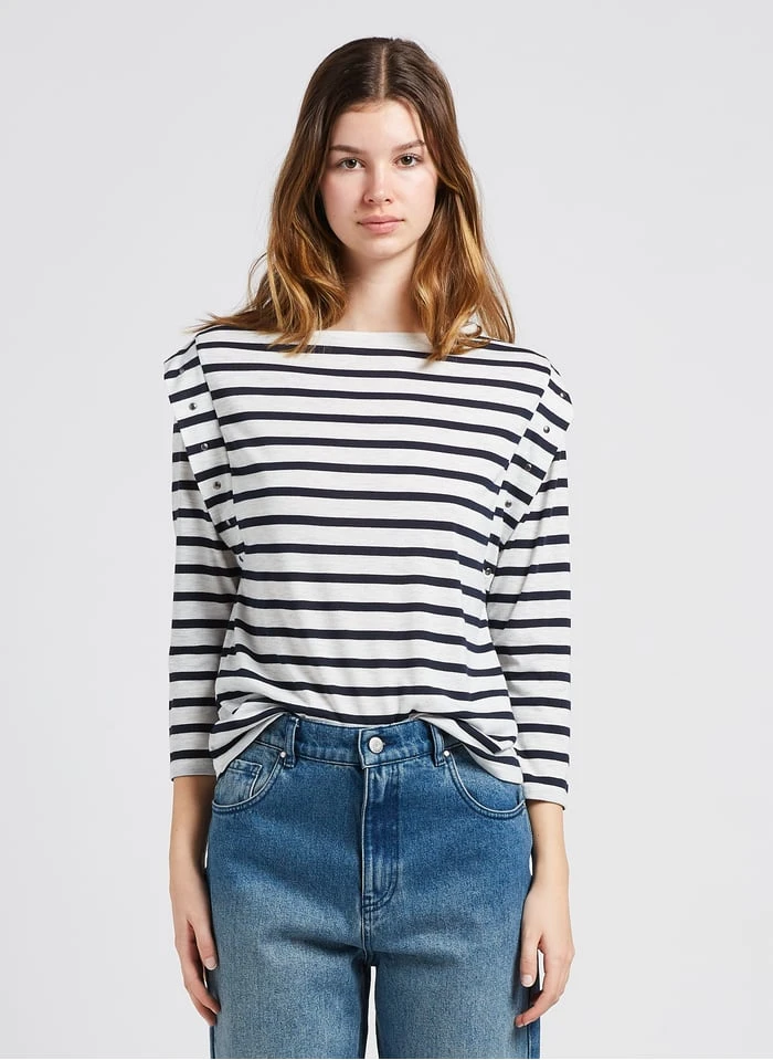 Ikks Gestreept T-shirt Met Ronde Hals | Wit 3 Ikks Gestreept T-shirt Met Ronde Hals | Wit