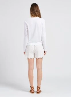 YASHOLI - Recht Short Van Biokatoen Met Ajourmotief | Wit -MORGAN Verkoop 4072776