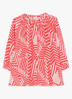KASSELA - Blouse Met Maokraag En Print | Rood -MORGAN Verkoop 4074613