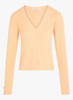 MORGAN MFRIFRI - Top Met V-hals En Lange Mouw | Oranje -MORGAN Verkoop 4076244