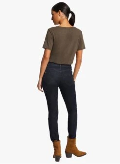 MORGAN DANIC - T-shirt Met V-hals Linnenblend | Groen -MORGAN Verkoop 4076479