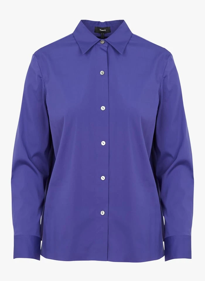 THEORY Blouse Van Katoenmix Met Klassieke Kraag | Blauw 5 THEORY Blouse Van Katoenmix Met Klassieke Kraag | Blauw - Afbeelding 3