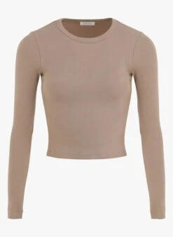 KOOKAI Kort T-shirt Met Ronde Hals Katoenblend | Bruin -MORGAN Verkoop 4079644