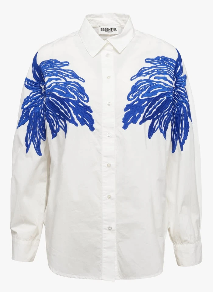 ESSENTIEL ANTWERP DOLLY - Katoenen Blouse Met Klassieke Kraag En Borduursel | Wit 5 ESSENTIEL ANTWERP DOLLY - Katoenen Blouse Met Klassieke Kraag En Borduursel | Wit - Afbeelding 3