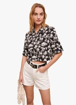 Maje IAMASTE - Katoenen Spijkershort Met Borduurwerk | Wit