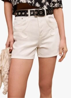 Maje IAMASTE - Katoenen Spijkershort Met Borduurwerk | Wit -MORGAN Verkoop 4086754