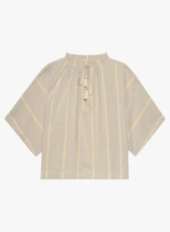 Vanessa Bruno TYLIAM - Gestreepte Blouse Met Opstaande Kraag Viscose/katoenblend | Wit -MORGAN Verkoop 4090359