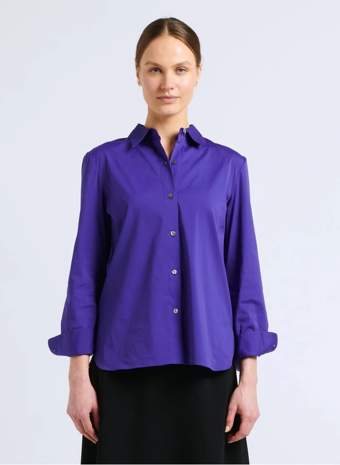 THEORY Blouse Van Katoenmix Met Klassieke Kraag | Blauw 3 THEORY Blouse Van Katoenmix Met Klassieke Kraag | Blauw