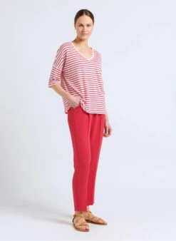 JEMY - Rechte Bandplooibroek | Rood -MORGAN Verkoop 4092236