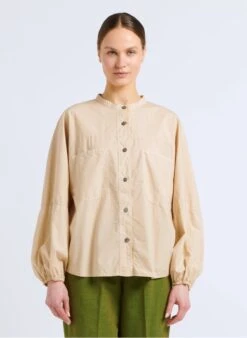 Blouse Van Katoen En Zijde Met Volants | Wit