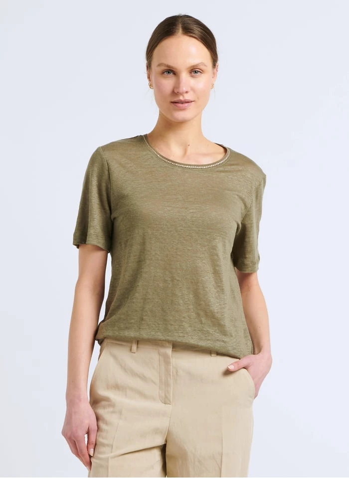GERARD DAREL AGNES - Linnen T-shirt Met Ronde Hals | Groen 3 GERARD DAREL AGNES - Linnen T-shirt Met Ronde Hals | Groen