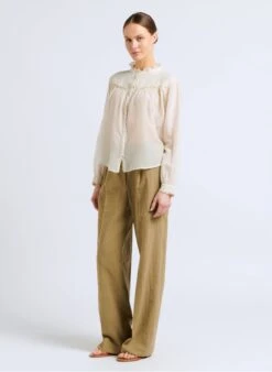 Blouse Van Katoen En Zijde Met Volants | Wit -MORGAN Verkoop 4092444
