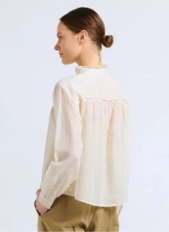 Blouse Van Katoen En Zijde Met Volants | Wit -MORGAN Verkoop 4092445