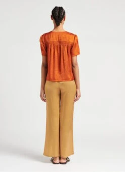 SEE U SOON Wijde Broek Van Viscose Met Print | Oranje -MORGAN Verkoop 4098455