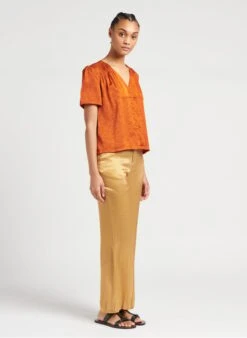 SEE U SOON Wijde Broek Van Viscose Met Print | Oranje -MORGAN Verkoop 4098456