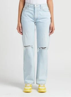 RE/DONE 90S HIGH RISE - Rechte, Katoenen Jeans Met Hoge Taille En Verwassen Effect | Jeans Verschoten