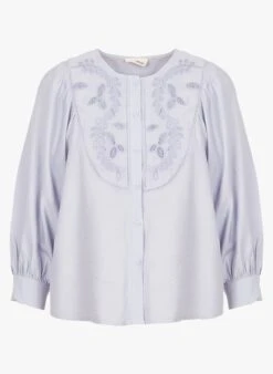 Wijde Blouse Met Ronde Hals En Ajour | Blauw -MORGAN Verkoop 4099025