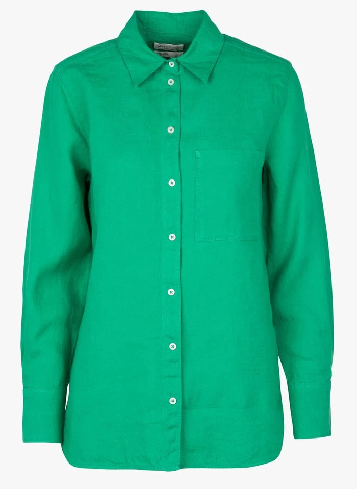 Marc O'Polo Linnen Overhemd Met Klassieke Kraag | Groen 5 Marc O'Polo Linnen Overhemd Met Klassieke Kraag | Groen - Afbeelding 3