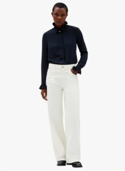 CLAUDIE PIERLOT COLOMBE FLOU - Blouse Van Crêpe Met Victoriaanse Kraag | Blauw 9 CLAUDIE PIERLOT COLOMBE FLOU - Blouse Van Crêpe Met Victoriaanse Kraag | Blauw -MORGAN Verkoop 4103083